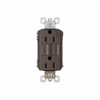 1597TRPass & Seymour® Radiant® 1597TR Duplex Self-Test Tamper-Resistant GFCI Receptacle, 125 VAC, 15 A, 2 Poles, 3 Wires, Brown