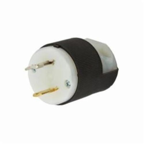 HBL7545CHUBBELL® HBL7545C Locking Plug, 125 VAC, 15 A, 2 Poles, 2 Wires, Black/White