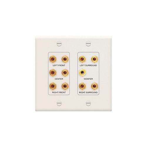 F9004-LAOn-Q® F9004LA 2-Gang Pre-Configured High Impact Flame-Retardant Decorator Outlet Strap, For Use With 5.1 Home Theatre Decorator Wallplate, Plastic, Light Almond