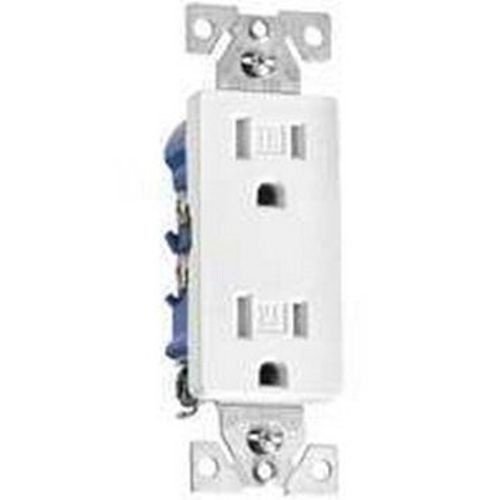 EATON Eaton Wiring Devices TR1107W-BOX TR1107 Decorator Duplex Tamper-Resistant Straight Blade Receptacle, 125 VAC, 15 A, 2 Poles, 3 Wires, White