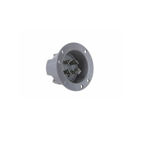 Pass & Seymour® Turnlok® L1530-FI 3-Phase Locking Flanged Inlet, 250 VAC, 30 A, 3 Poles, 4 Wires, Gray