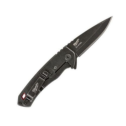 Milwaukee® HARDLINE™ 48-22-1997 Lockable Blade Folding Pocket Knife, D2 Steel Drop Point Smooth Blade, 2-1/2 in L Blade, Stainless Steel Grip