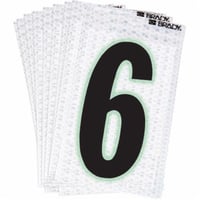 3000-6Brady® 3000-6 High-Intensity Prismatic Ultra Reflective Number Label, Black/Green Glow 6 Character, 2 in H, Silver Background, B-309 Vinyl