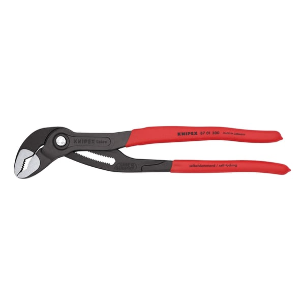 87 01 300 SBAKnipex® Cobra® 87 01 300 SBA High-Tech Water Pump Plier, 60 mm Nuts Nominal, Chrome Vanadium Electric Steel Serrated Jaw, 300 mm OAL