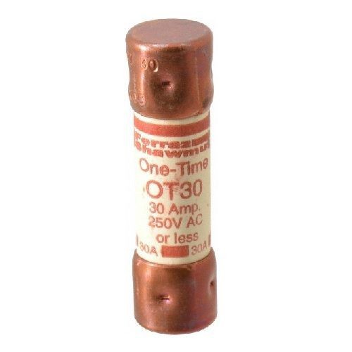 Mersen OT30 OT Series Fast Acting One-Time Fuse, 30 A, 250 VAC/VDC, 50/20 kA Interrupt, Class: K5, Cylindrical Body