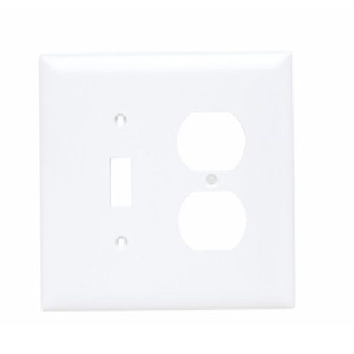 Pass & Seymour® TradeMaster® TPJ18-W Jumbo Combination Wallplate, 2 Gangs, White, 6 in, Thermoplastic