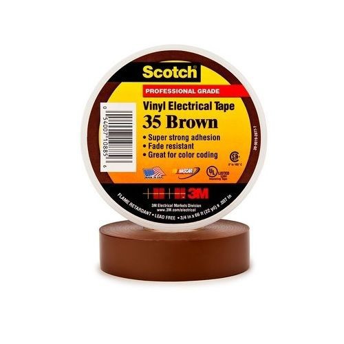 3M™, Scotch 35, Electrical Color Coding Tape, Vinyl, Brown, 1/2 Inch x 20 ft, 7 mil