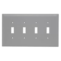 Pass & Seymour® TPJ4-GRY TradeMaster® Jumbo Toggle Wallplate, 4 Gangs, Gray, 8.87 x 5.25 x 0.37 in, Nylon