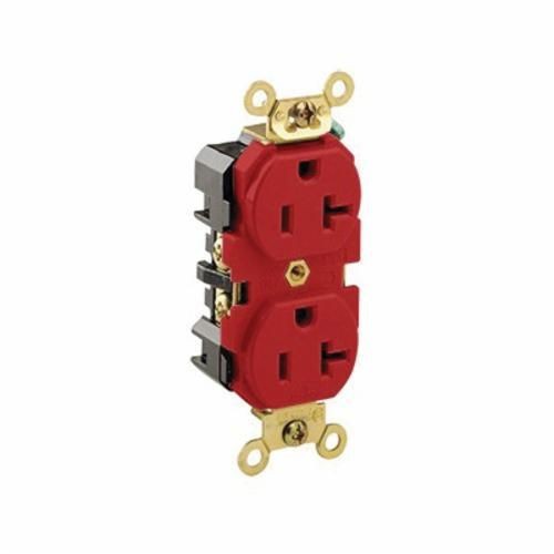 5362-RLeviton® 5362-R 1-Phase Duplex Extra Heavy Duty Straight Blade Receptacle, 125 VAC, 20 A, 2 Poles, 3 Wires, Red