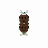 BR15Leviton® BR15 Heavy Duty Narrow Body Straight Blade Duplex Receptacle, 125 VAC, 15 A, 2 Poles, 3 Wires, Brown