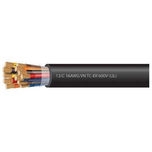 TRAY12/12Tray Cable, Stranded, 12 AWG, 12 Conductors, Copper, 600 Volts, Black, PVC