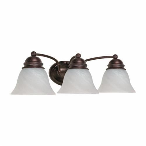 SATCO® 60/346 Empire Transitional Vanity Light Fixture, (3) A19 Incandescent Lamp, 120 VAC, Old Bronze Housing