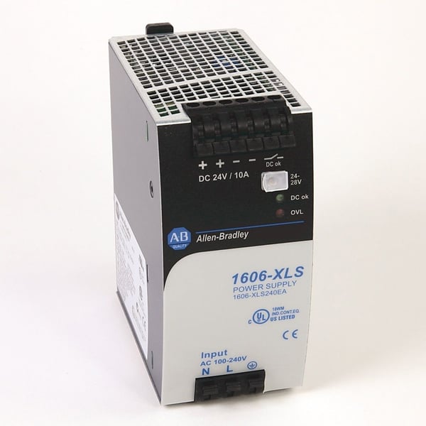 1606-XLS240ECAllen-Bradley 1606-XLS240EC 1606-XLS240EC:  Performance Power Supply w/ Conformal Coating, 24-28V DC, 240 W, 120/240V AC / 110-300V DC Input Voltage