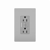 1597TRWRGRYPass & Seymour® Radiant® 1597TRWRGRY Duplex Self-Test Tamper/Weather-Resistant GFCI Receptacle, 125 VAC, 15 A, 2 Poles, 3 Wires, Gray