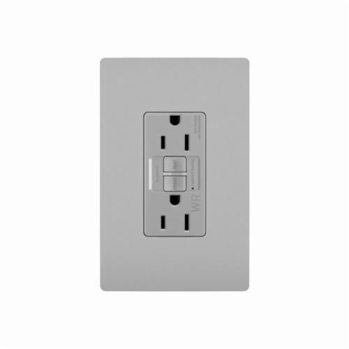 1597TRWRGRYPass & Seymour® Radiant® 1597TRWRGRY Duplex Self-Test Tamper/Weather-Resistant GFCI Receptacle, 125 VAC, 15 A, 2 Poles, 3 Wires, Gray