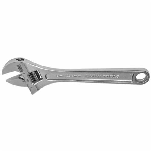507-8Klein® 507-8 Extra Capacity Non-Insulated Adjustable Wrench, 1-1/8 in, Polished Chrome, 8-1/8 in OAL, Forged Alloy Steel Body, Forged Alloy Steel