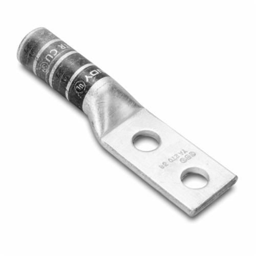 YA6C-2TC38BURNDY® HYLUG™ YA4C2TC38 YA-2TC 2-Hole Compression Lug, 4 AWG Stranded Copper Conductor, Die Code: 8/10, 3/8 in Stud, Tin Plated Copper