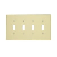 Leviton® 80512-I Midway Size Traditional Wallplate, 4 Gangs, 4.875 in H x 8.56 in W, Thermoset, Ivory