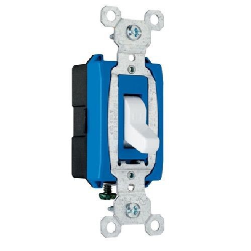Pass & Seymour® CS15AC1W Heavy Duty Toggle Switch, 120/277 VAC, 15 A, 1/2, 2 hp Power Rating