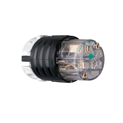 Pass & Seymour® PS5269-XHG Extra Hard Grounding Straight Blade Connector, 125 VAC, 15 A, 2 Poles, 3 Wires, Black/Clear