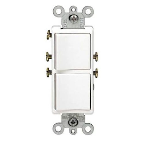 Leviton® Decora® 5634-W 3-Way Dual Grounding Combination Switch, 15 A, 120/277 VAC, 1 Poles