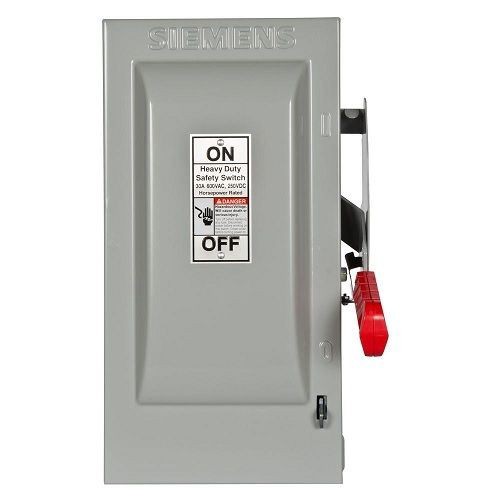 Siemens HF361 Enclosed Fusible Heavy Duty Low Voltage Single Throw Safety Switch, 600 VAC, 30 A, 7-1/2 hp, TPST Contact, 3 Poles