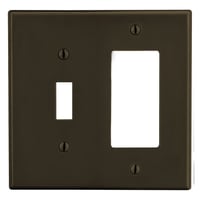 PJ126Wiring Device-Kellems P126 Non-Metallic Standard Wallplate, 2 Gangs, 4.63 in L x 4.69 in W, Polycarbonate Thermoplastic, Brown