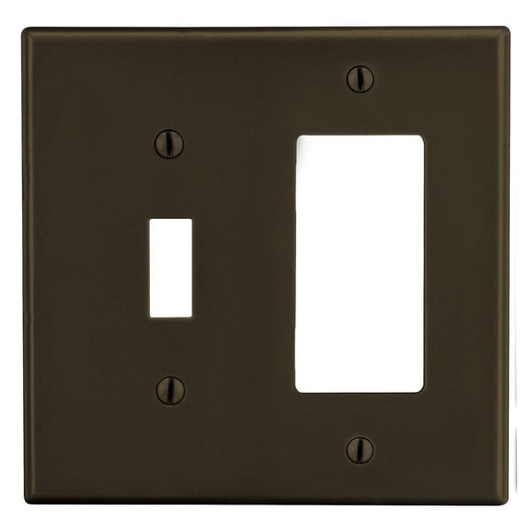 PJ126Wiring Device-Kellems P126 Non-Metallic Standard Wallplate, 2 Gangs, 4.63 in L x 4.69 in W, Polycarbonate Thermoplastic, Brown