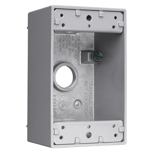 WPB23Pass & Seymour® WPB23 3-Hole Weatherproof Device Box, Die Cast Aluminum, 18.5 cu-in, 1 Gang, 1 Outlet