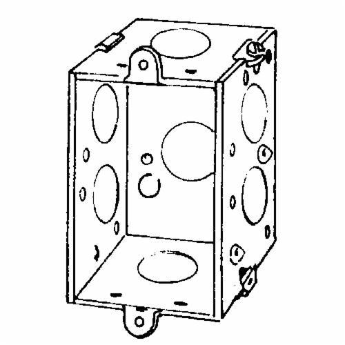 222LEAppleton® 222LE 4-Nail Hole Gangable Square Corner Switch Box, Steel, 12.5 cu-in Capacity, 1 Gangs, 7 Knockouts