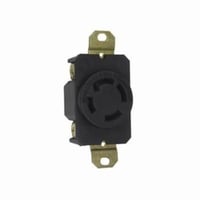 L2030RPass & Seymour® L2030R 3-Phase Single Locking Receptacle, 600 VAC, 30 A, 4 Poles, 4 Wires, Black/White