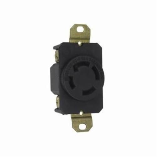 L2030RPass & Seymour® L2030R 3-Phase Single Locking Receptacle, 600 VAC, 30 A, 4 Poles, 4 Wires, Black/White