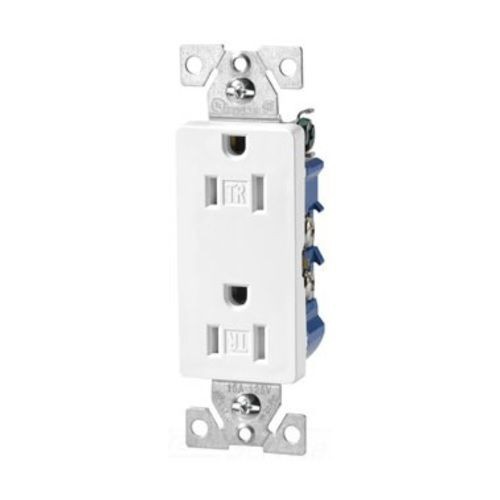 EATON TR1107B-BOX Duplex Decorator Straight Blade Tamper Resistant Grounding Receptacle, 125 VAC, 15 A, 2 Poles, 3 Wires, Brown