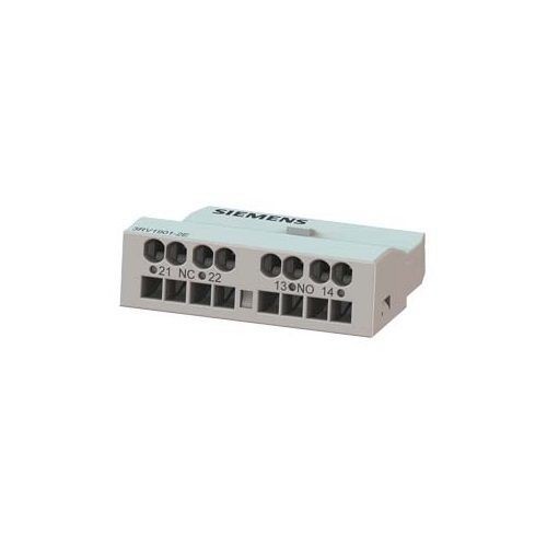 3RV1901-2ESiemens 3RV1901-2E Transverse Auxiliary Switch, 230 VAC, 0.5 A, 1NO-1NC Contacts, For Use With Size S00, S0, S2, S3 Circuit Breaker, Plug-In Connection