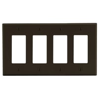 PJ264Wiring Device-Kellems Style Line® PJ264 Mid-Size Wallplate, 4 Gangs, 4.94 in L x 8.56 in W, Polycarbonate Thermoplastic, Brown