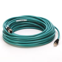 Allen-Bradley 1585D-M4UBJM-15 Ethernet Media, Micro D-Code, QD Style, Standard, Straight Male, 4 conductors (2-pair), Teal 26AWG Flex LSZH PUR, Foil and Braided Shield, 100BASE-TX, 100 Mbit/s, RJ45 Connector, Straight Male, standard, 15 Meters, Standard