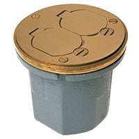 6224RACO® 6224 Duplex Non-Adjustable Watertight Floor Box, Cast Iron, 18.5 cu-in Capacity, 2 Outlets, 2 Knockouts, 4-1/4 in H x 4-5/8 in W x 3-3/4 in D