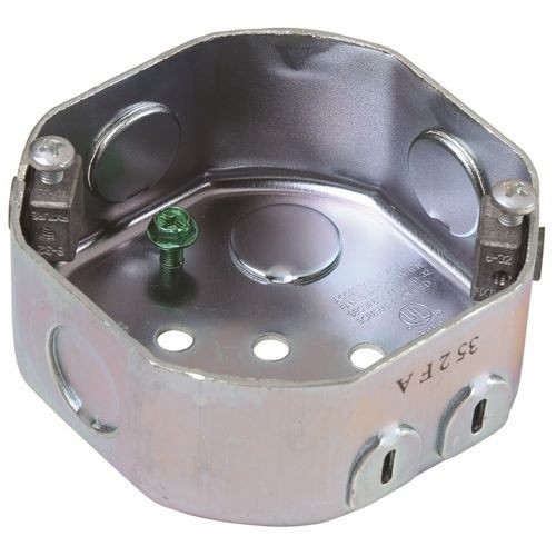 Pass & Seymour® 55505 Octagon Box With Rotating Dual Support, Metal, 16 cu-in Capacity, 2 Knockouts, 1-1/2 in D