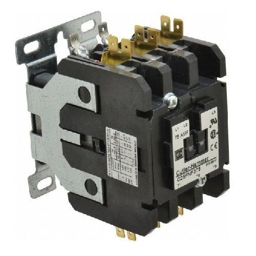 EATON C25FNF375A Non-Reversing Definite Purpose Control Contactor, 110 to 120 VAC V Coil, 75 A Inductive/90 A Resistive, 1NC-1NO Contact, 3 Poles