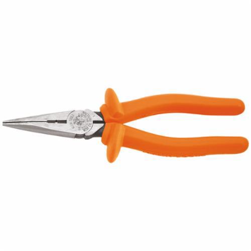 D203-8-INSKlein® D203-8-INS Standard Long Nose Plier, Knurled Induction Hardened Steel Jaw, 2.313 in L x 1 in W Jaw, 8.91 in OAL