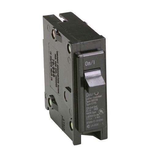 BR115EATON BR115 Type BR Circuit Breaker, 120/240 VAC, 15 A, 10 kA Interrupt, 1 Poles, Thermal/Magnetic Trip