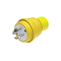 Woodhead® Watertite® 26W76 130147 3-Phase Male Plug With Locking Blade, 408 VAC, 20 A, 3 Poles, 4 Wires, Yellow