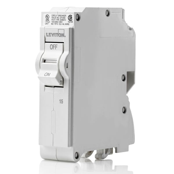 LB115Leviton® LB115 Basic Standard Branch Circuit Breaker, 120 VAC, 15 A, 10 kA Interrupt, 1 Poles, Hydraulic Magnetic Trip