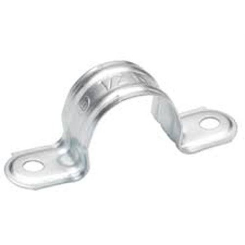 Bridgeport® 1907 2-Hole Pipe Strap, 2-1/2 in, For Use With EMT Conduit, Steel, Electro-Plated Zinc