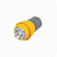 Wiring Device-Kellems Elastogrip® HBL14W47A Standard Watertight Straight Blade Plug, 125 VAC, 15 A, 2 Poles, 3 Wires, Yellow