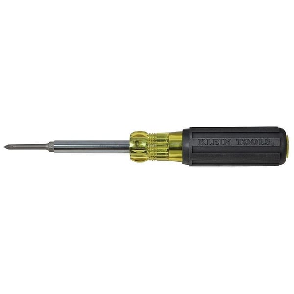 Klein® 32559 Extended Reach Screwdriver, #1, #2, 1/4 in, 3/16 in, 5/16 in Nut Driver/Phillips®/Slotted Point, 9-7/64 in OAL, Rubber Handle