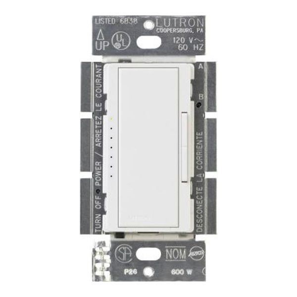 Maestro® MRF2-10D-120WH 1-Pole Wireless Dimmer, Tap On/Off Operation Mode, 120 VAC, Incandescent/Halogen/MLV Lamp