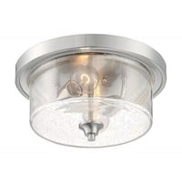 60/7190NUVO® by SATCO 60/7190 Bransel Round Transitional Flush Mount Light Fixture, (2) A19 Incandescent Lamp, 120 V, Brushed Nickel Housing