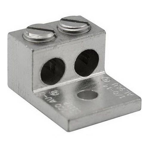 ILSCO® ClearChoice® AU-0 2-Conductor Dual Rated Mechanical Terminal Lug, 14 to 1/0 AWG Aluminum/Copper Conductor, 1/4 in Stud, 2 Bolt Holes, 6061-T6 Aluminum Alloy