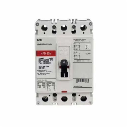 HFD3060Cutler-Hammer HFD3060 C Series Type HFD Molded Case Circuit Breaker, 600 VAC/250 VDC, 60 A, 65 kA Interrupt, 3 Poles, Non-Interchangeable/Thermal Magnetic Trip